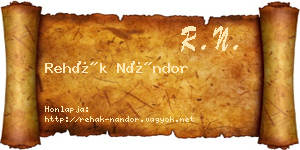 Rehák Nándor névjegykártya